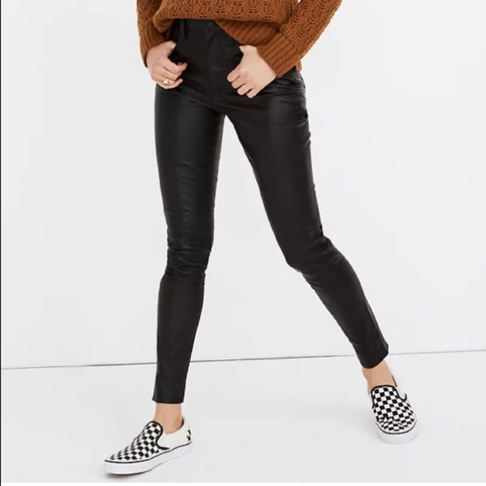 10” High-Rise Skinny Jeans: Leather Edition